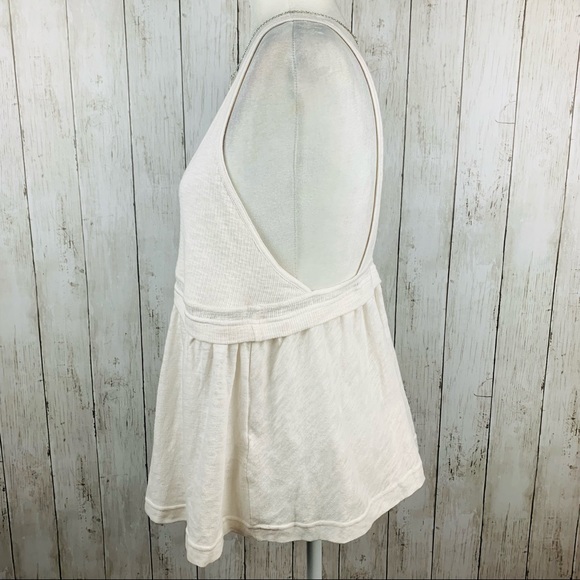 🔥FREE PEOPLE🔥Zinia Deep V-Neck Boho Tunic Tank Top Low-Back White Small NWT - Picture 8 of 9